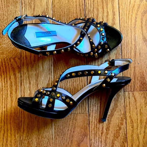 Prada Black studded sandals size 39 - Picture 1 of 12